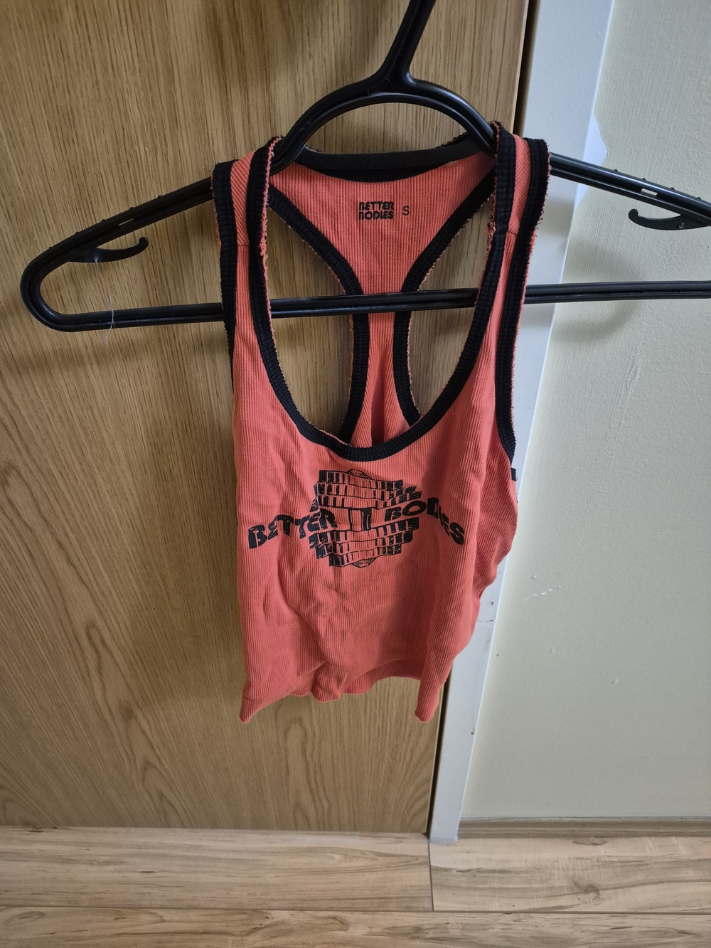 BETTER BODIES Coral Ribbed Racerback Tank with Black Trim - Women's